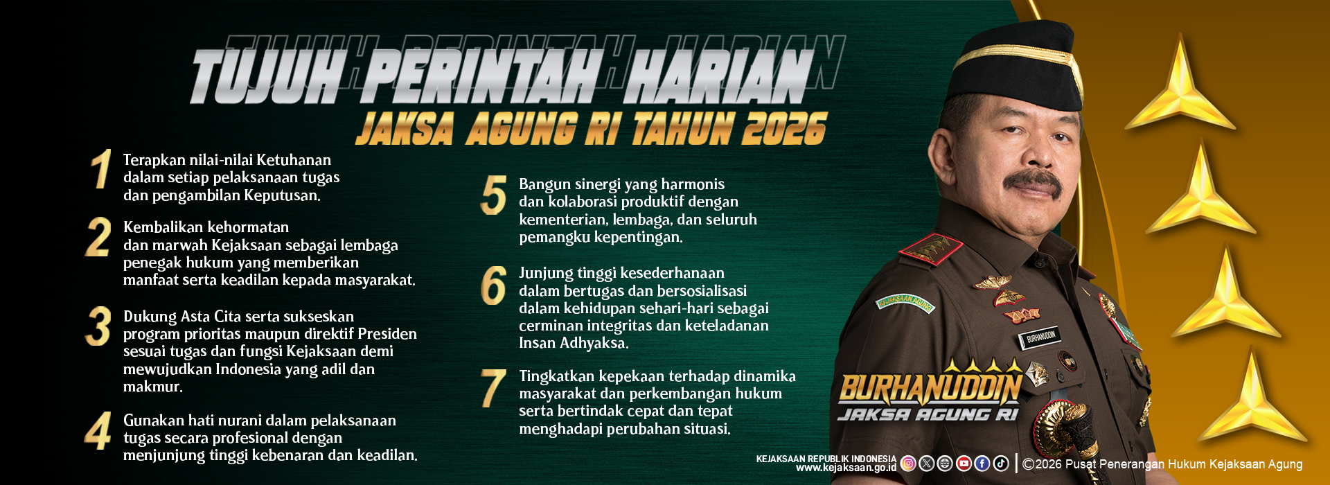 7 PERINTAH HARIAN JAKSA AGUNG RI TAHUN 2026.